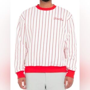 NWOT Bogey Boys Red Pinstripe Crewneck Pullover Sweatshirt Men's Large Golf